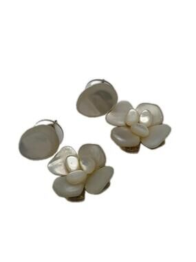 Chanel Earrings Camellia Gold-Tone #371325C89B